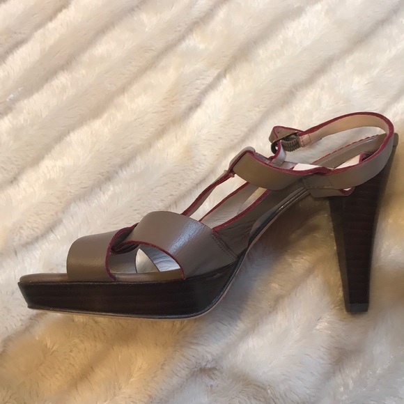 NWOB Boden taupe/red platform heels, size 39 - Picture 6 of 8